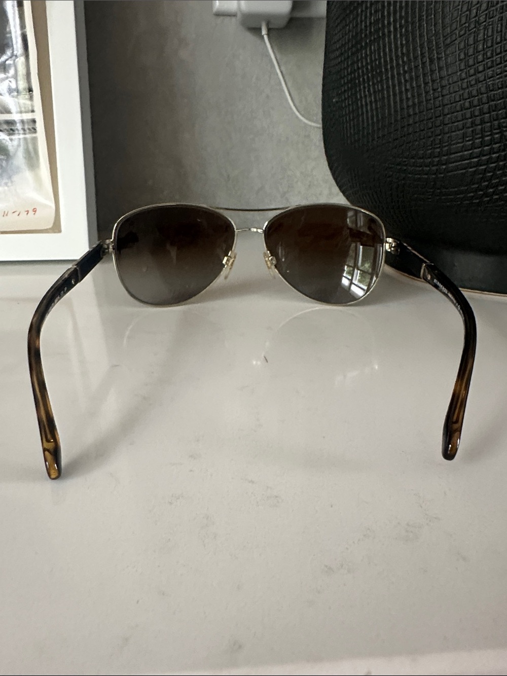 Burberry Gold Frame Brown Lens Aviator Sunglasses - Women Accessories - Picture 3 of 6